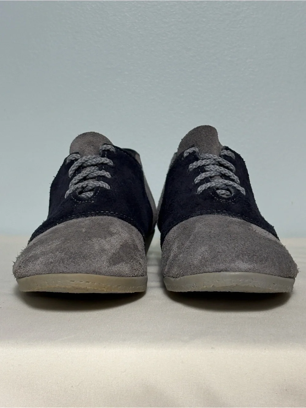 Women’s Armadillo Two-Tone Gray&Navy Suede Oxford Flats-Stylish Casual Loafers